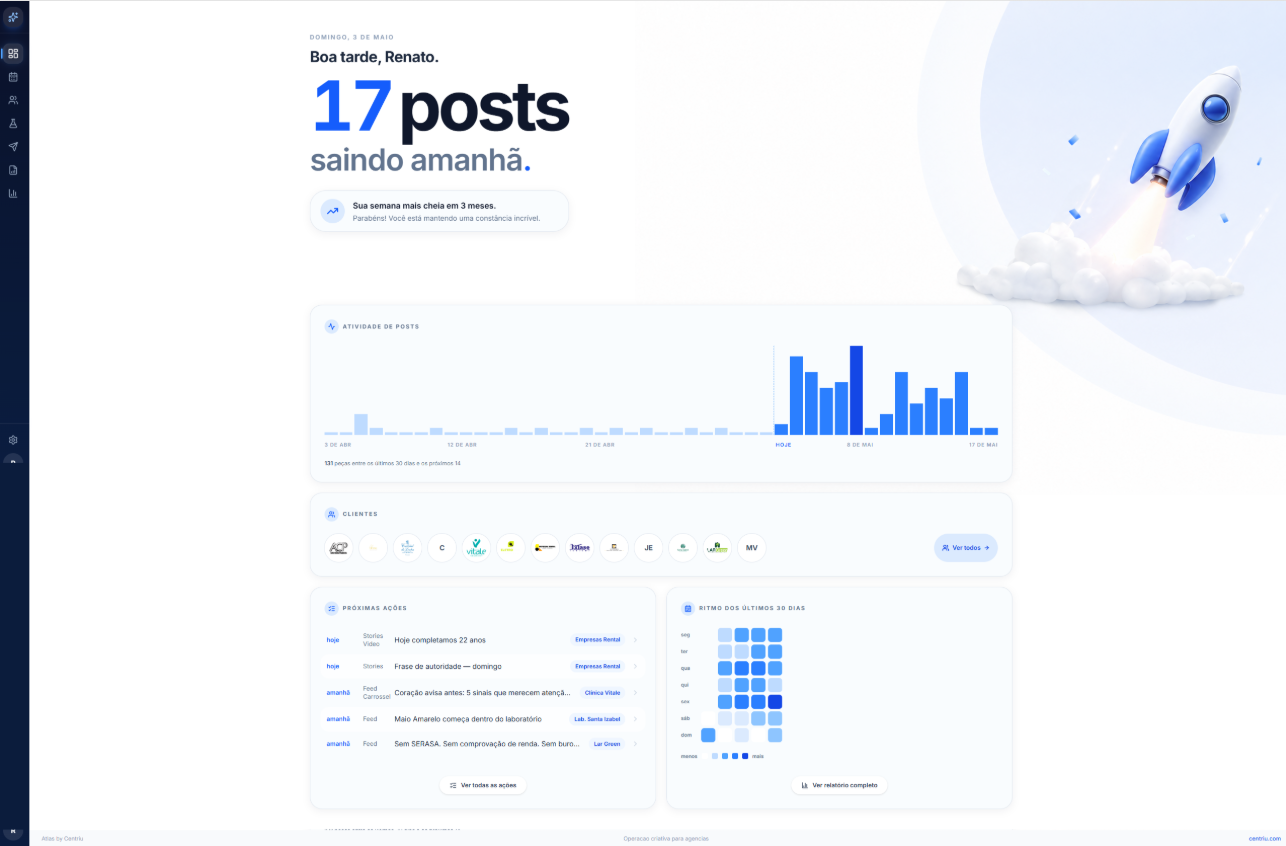 Centriu Atlas — editorial calendar and AI content production